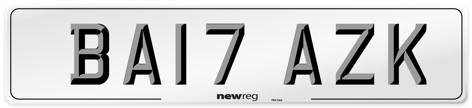 BA17 AZK Number Plate from New Reg
